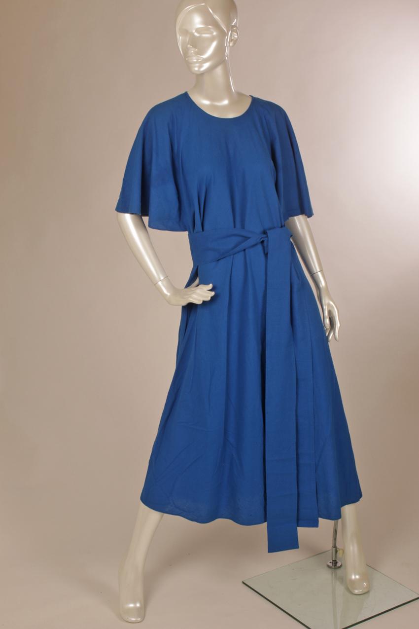 Vintage Vuokko sininen mekko perhoshihoilla XS S - Image 3