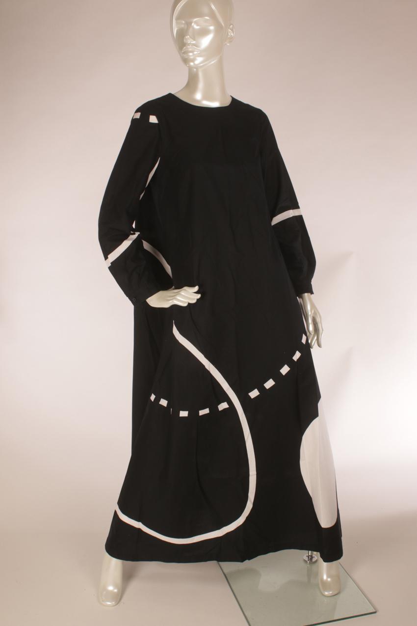 Vintage Marimekko Pentti Rinta mustavalkoinen maksimekko ”Herääminen” M