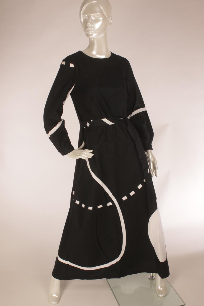 Vintage Marimekko Pentti Rinta mustavalkoinen maksimekko ”Herääminen” M - Image 3