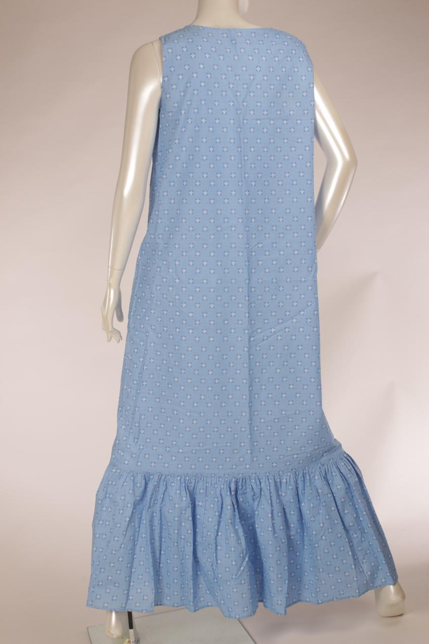 Vintage Marimekko baby blue maxi dress XL - Image 3