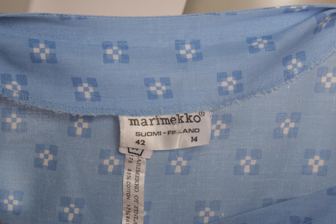 Vintage Marimekko baby blue maxi dress XL - Image 6