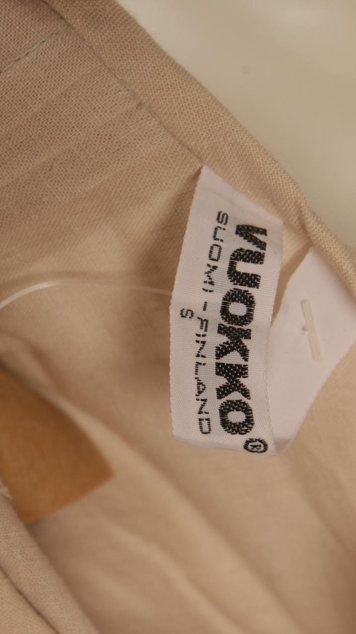Vintage Vuokko beige maksimekko puhvihihoilla S - Image 11