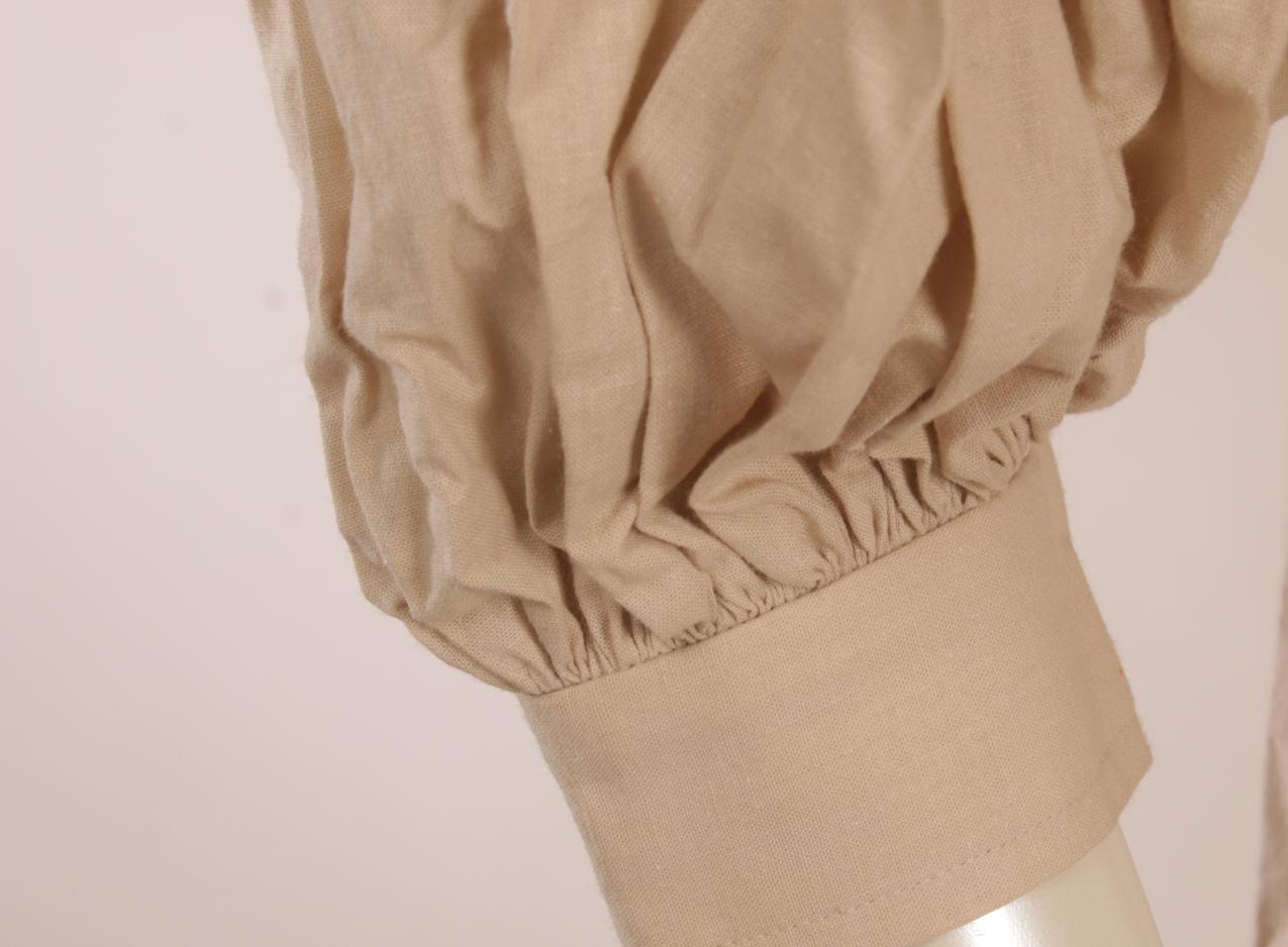 Vintage Vuokko beige maksimekko puhvihihoilla S - Image 4