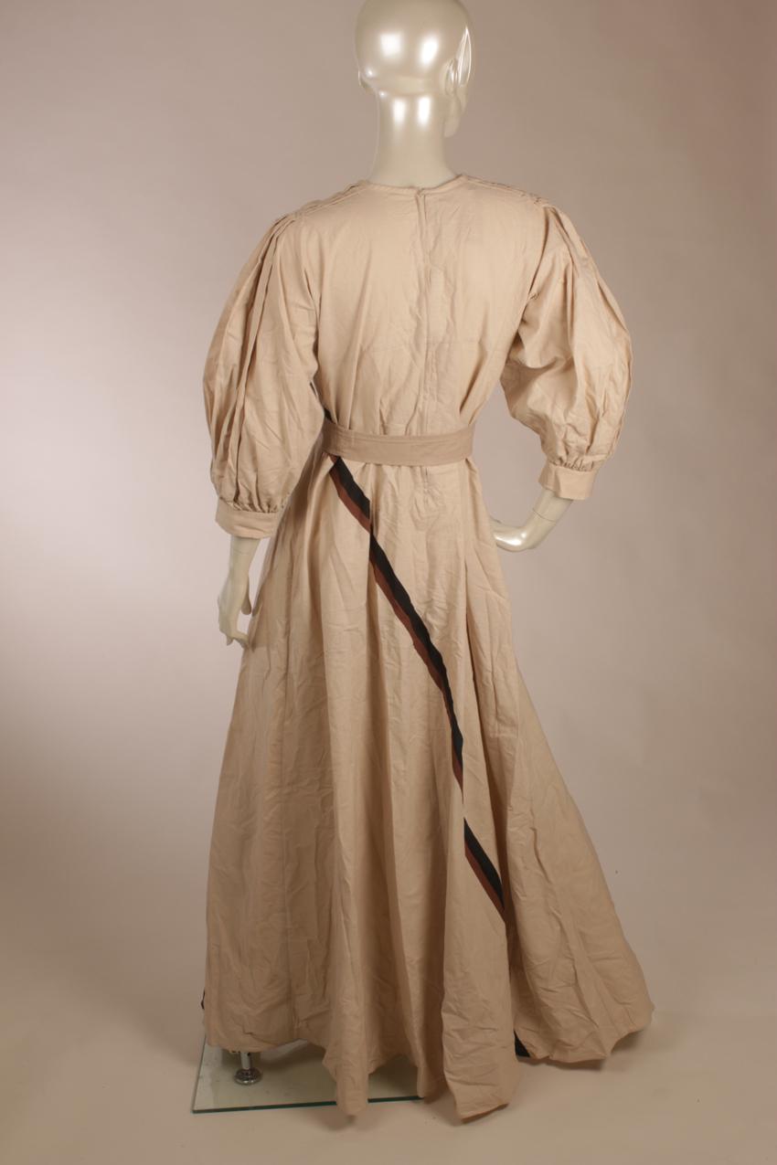Vintage Vuokko beige maksimekko puhvihihoilla S - Image 9