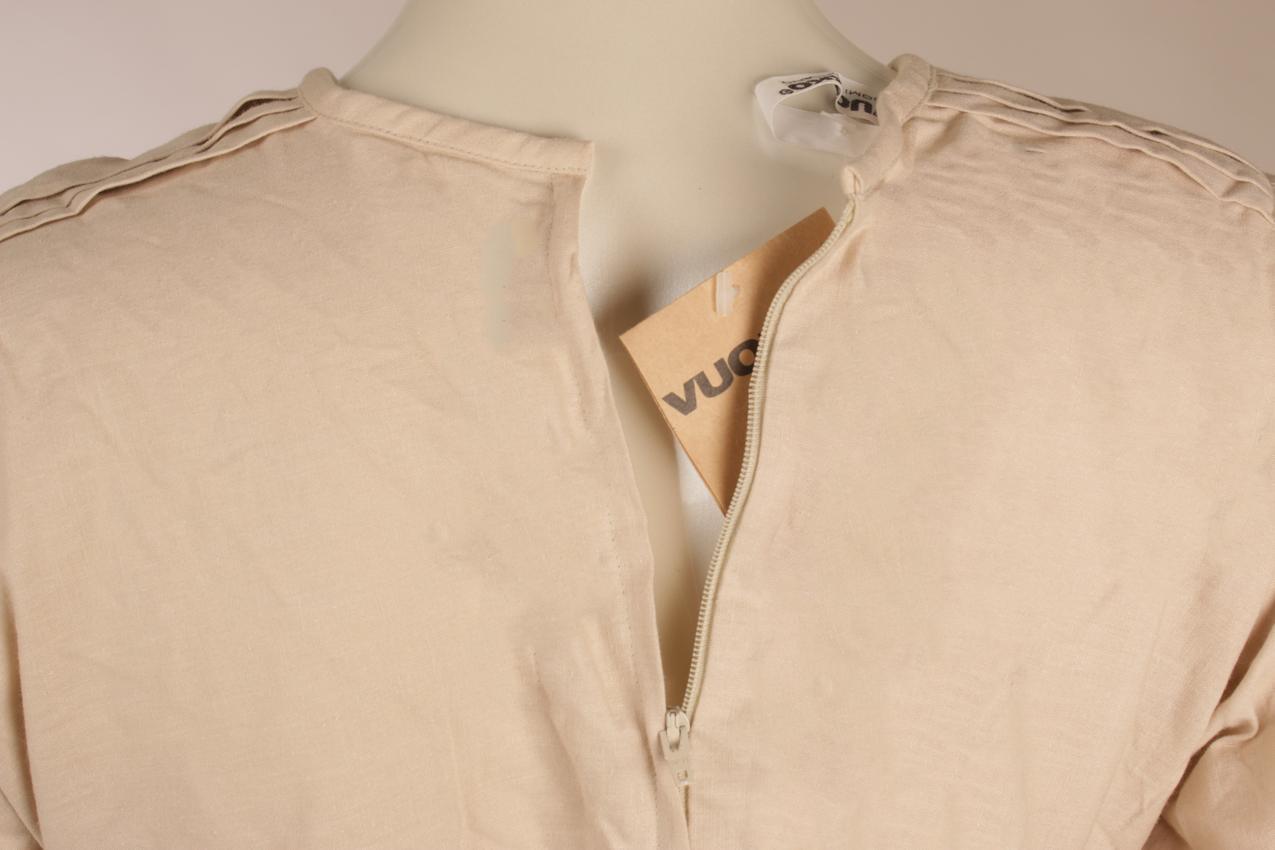 Vintage Vuokko beige maksimekko puhvihihoilla S - Image 8