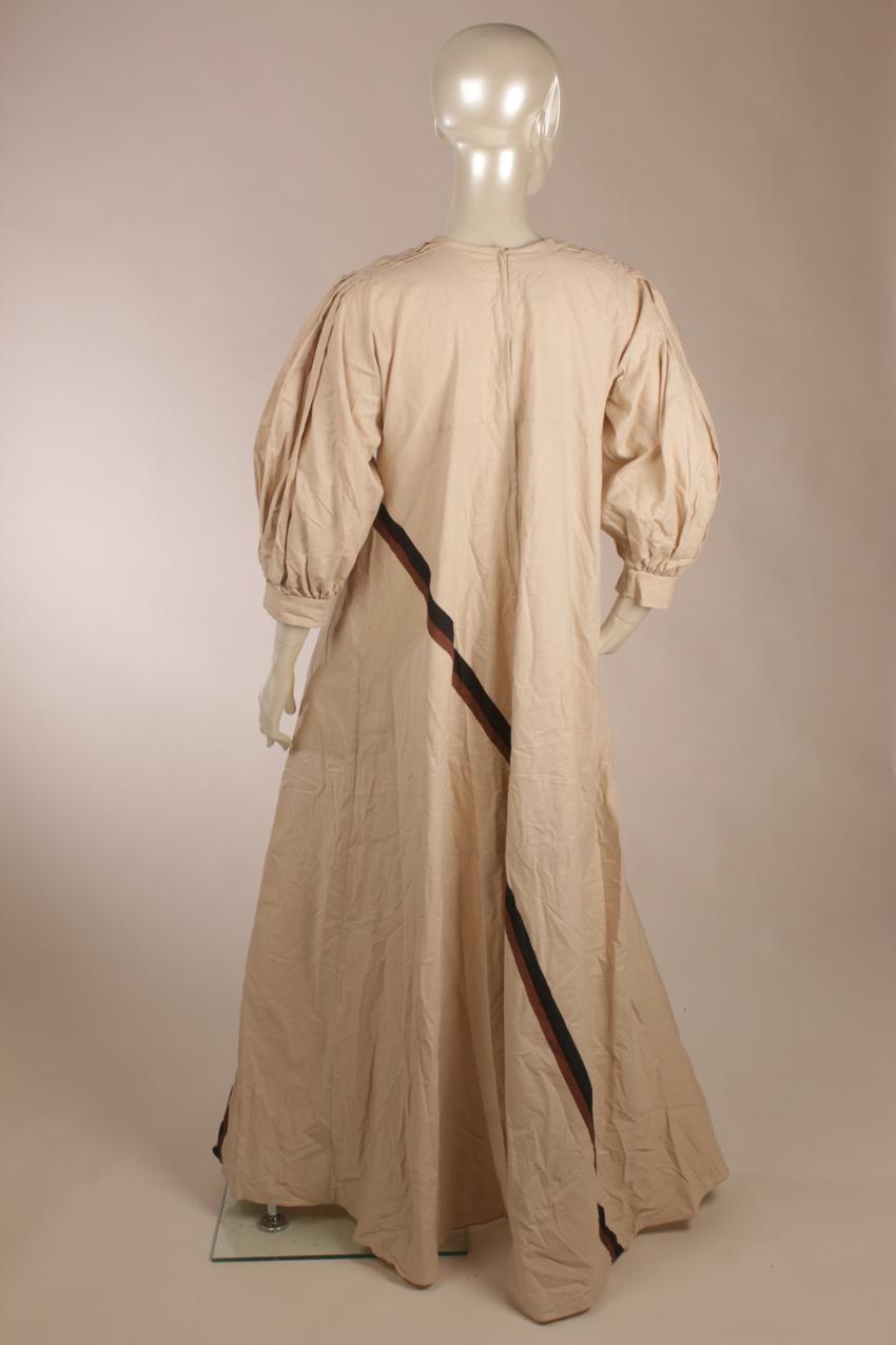 Vintage Vuokko beige maksimekko puhvihihoilla S - Image 10