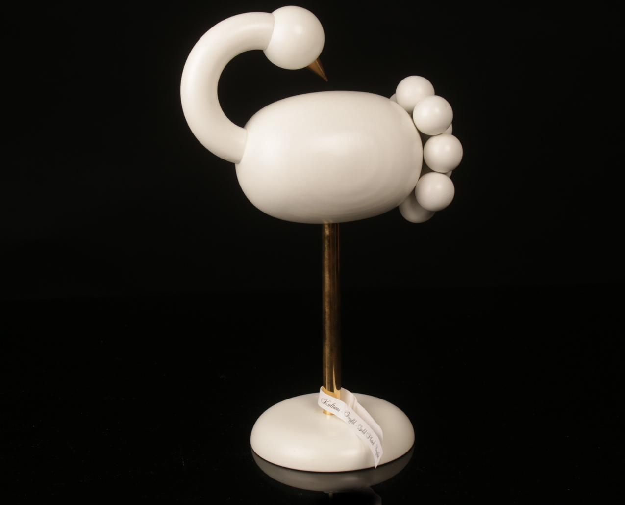 Vintage Aarikan puinen valkoinen Flamingo lintu - Image 3