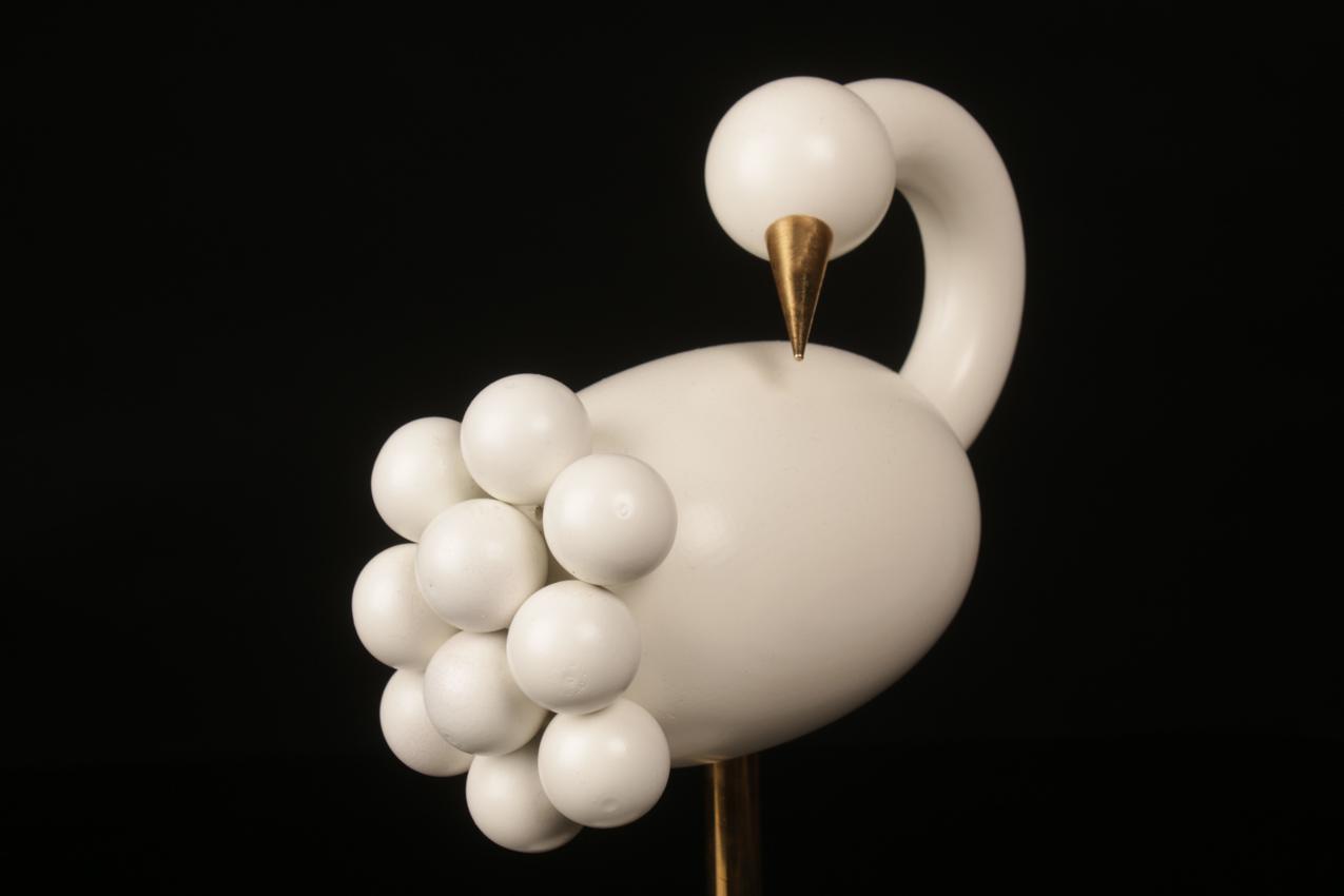 Vintage Aarikan puinen valkoinen Flamingo lintu - Image 4
