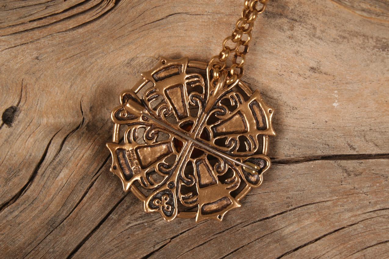 Vintage Kalevala Koru Kaisaleena Mäkelä ”Kuukiven koru” solkiriipus pronssi - Image 4