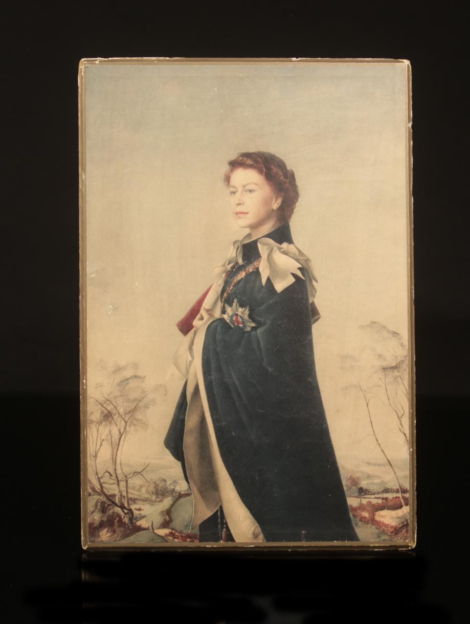 Vintage Raphael Tuck & Sons Ltd. Pietro Annigoni Kuningatar Elisabeth II printtikuva