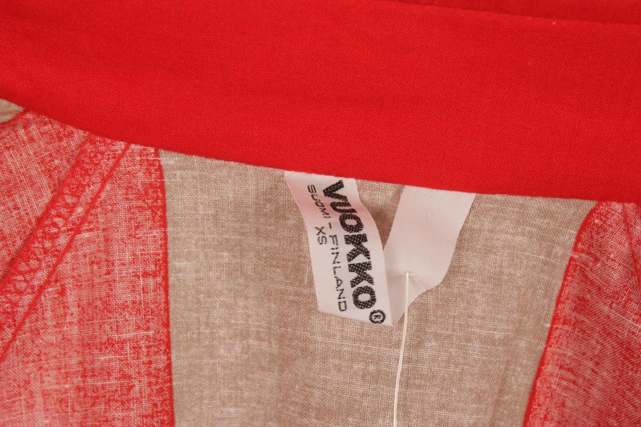 Vintage Vuokko raidallinen beige punainen mekko XS S - Image 11