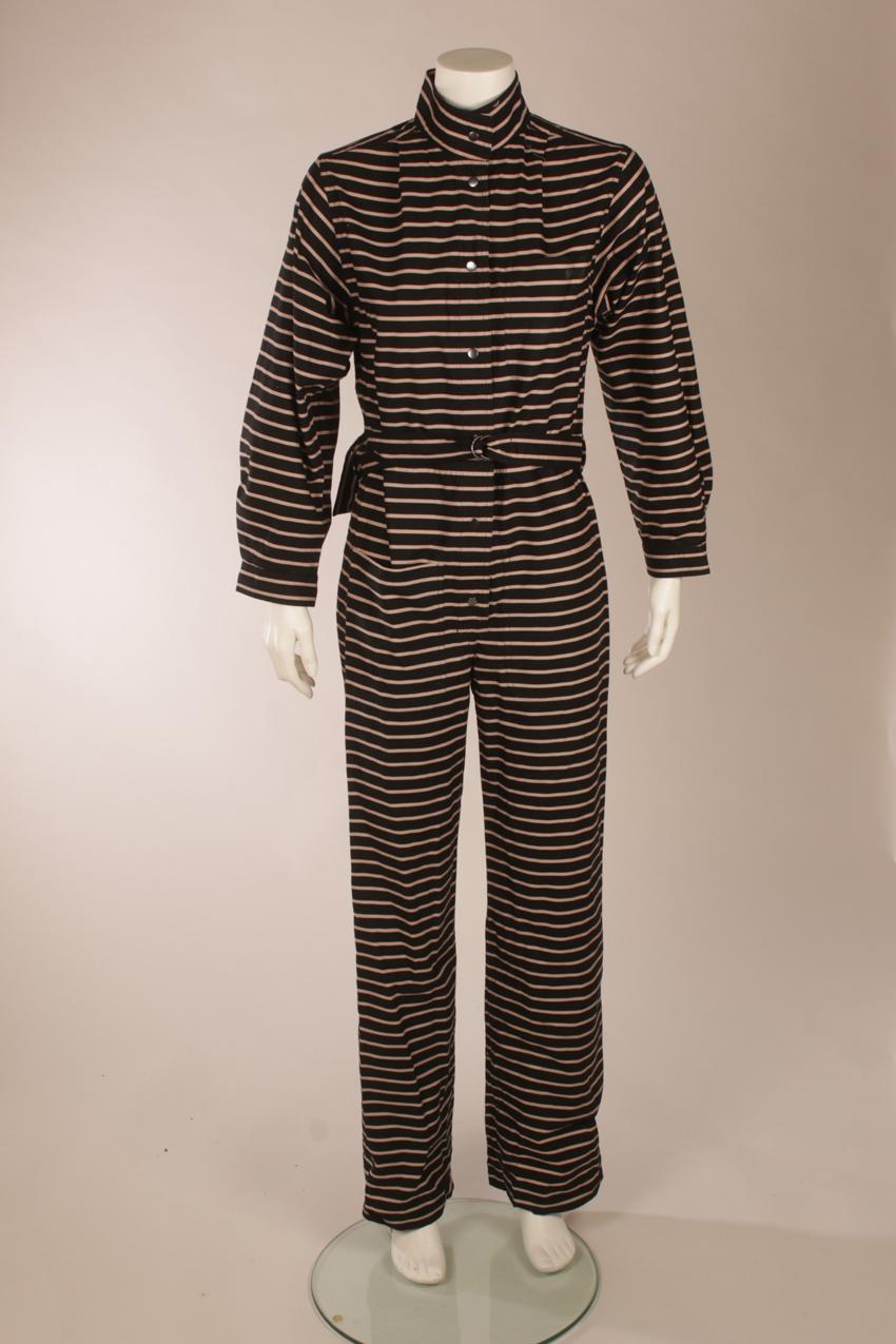 Vintage Vuokko beige musta raidallinen haalari XS