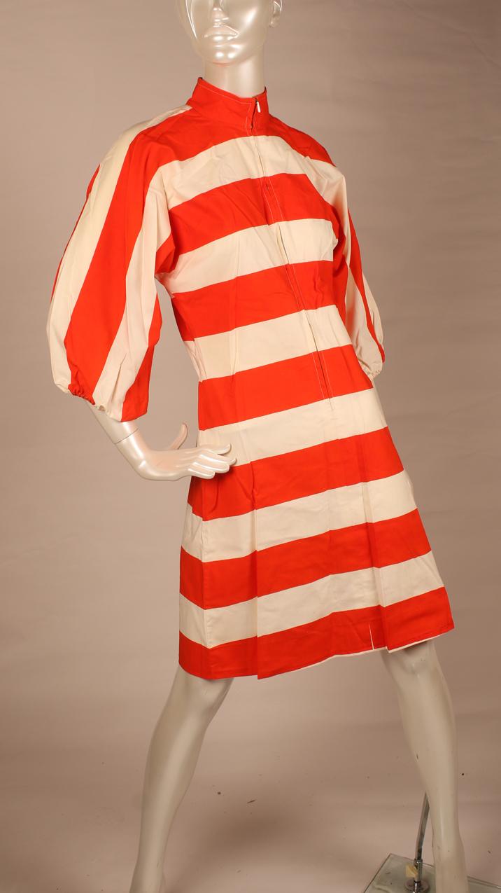 Vintage Vuokko white red striped dress S