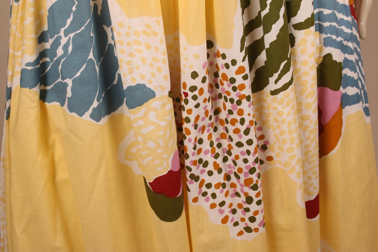 Vintage Vuokko yellow-based maxi dress with puff sleeves M - Image 4