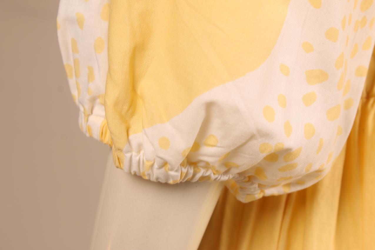 Vintage Vuokko yellow-based maxi dress with puff sleeves M - Image 5