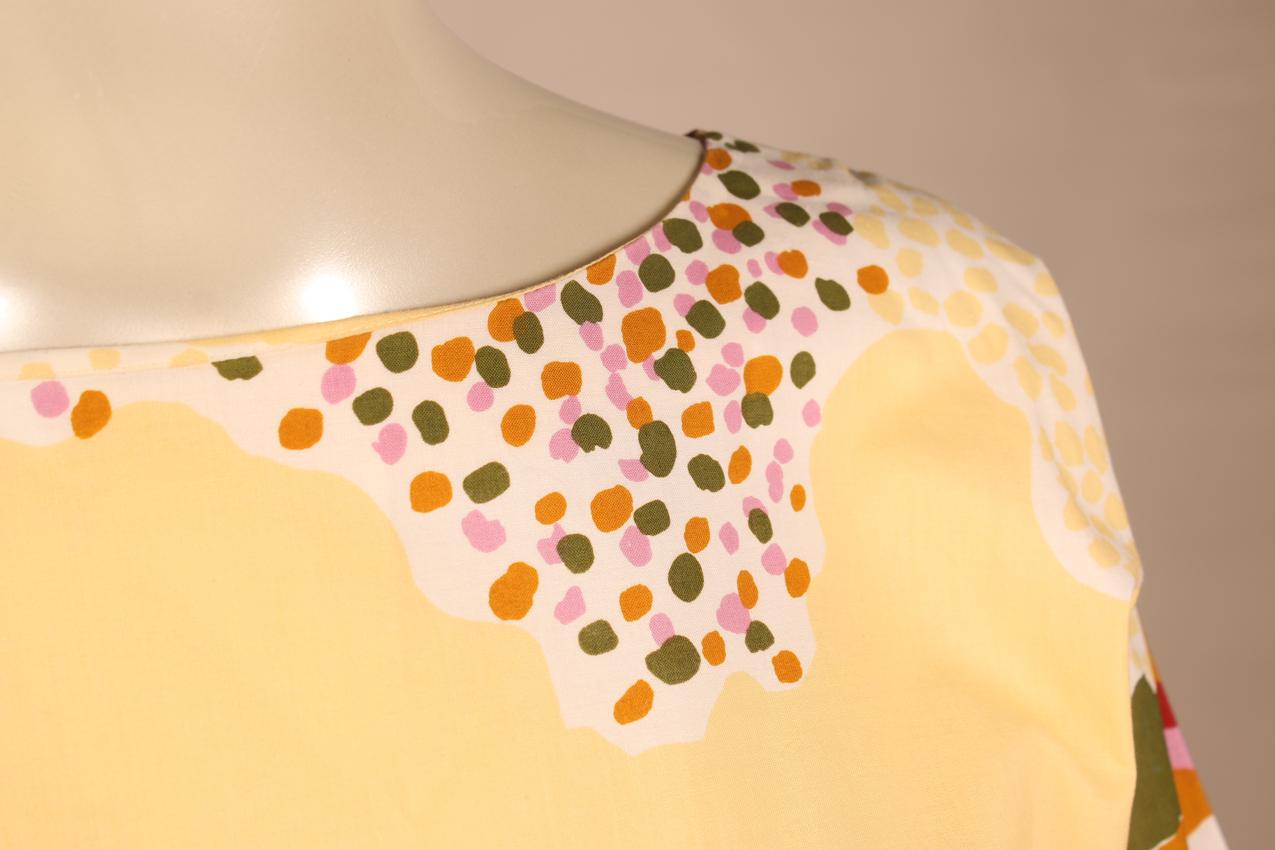 Vintage Vuokko yellow-based maxi dress with puff sleeves M - Image 6