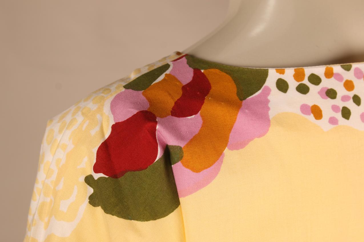 Vintage Vuokko yellow-based maxi dress with puff sleeves M - Image 7