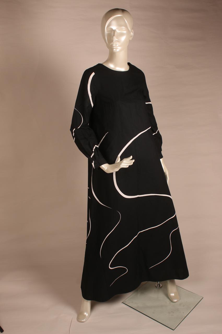 Vintage black and white abstract print dress XS
