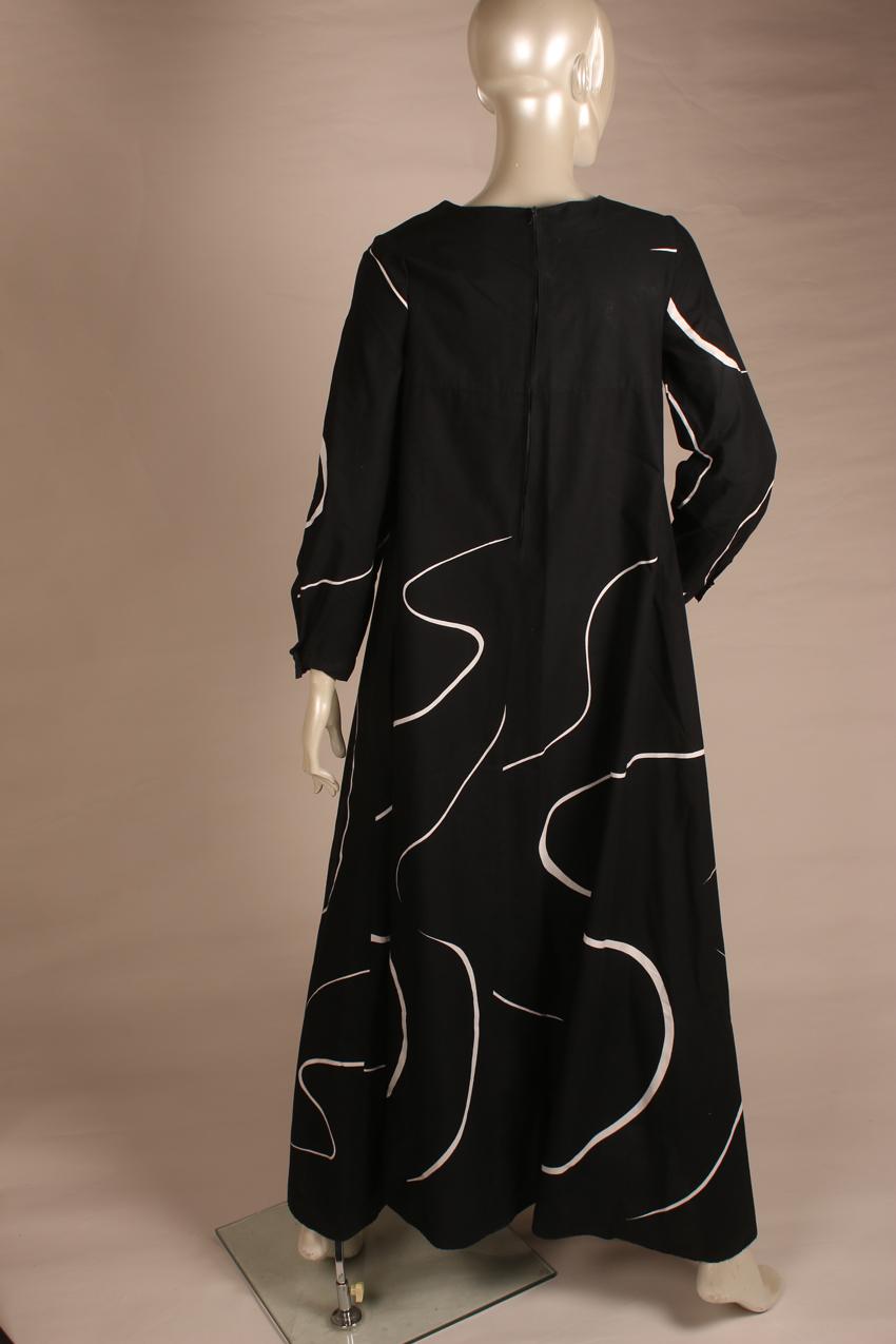 Vintage black and white abstract print dress XS - Image 2